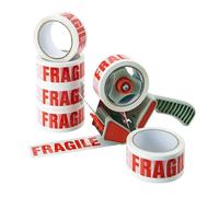 ACIT Nastro Adesivo con Scritta Fragile - confezione da 6 rotoli. Nastro da imballaggio per pacchi per scatoloni per trasloco. Adesione ottima su cartone e film estensibile, Dispenser non incluso