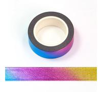 Nastro adesivo decorativo Washi in lamina arcobaleno, autoadesivo, 15 mm x 10 metri (foglio di arcobaleno)