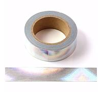 Nastro adesivo decorativo Washi in lamina, tinta unita, 15 mm x 10 metri (argento olografico)