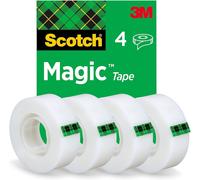 Nastro Adesivo Magic - 4 Rotoli Da 19 Mm X 33 M - Nastro Trasparente Opaco E Scr