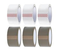 Nastro Adesivo Marrone e Trasparente,Nastro da Pacchi, Resistente,Forte per Imballaggio, 48 MM x 66 M, Confezione da 6 Rotoli, Per le Famiglie e Gli Uffici