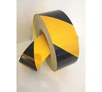Nastro adesivo retroriflettente rifrangente di segnalazione nero-giallo (50 MM X 5 MT)