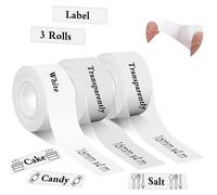 Nastro Adesivo Termico 3 Rotoli 16mm x 4m Etichette Termoadesive Compatibile con L1/Q1/Q2/Q3/E1 Stampante, Resistente All'acqua All'olio Ai Graffi Agli Strappi Codici a Barre (1 Bianco+2 Trasparente)