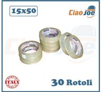Nastro Adesivo Trasparente 15x50 silenzioso imballaggi pacchi 30 rotoli