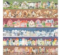 Nastro adesivo Washi in PET con paesaggio cittadino, vintage, edificio di città, adesivi estetici, accessori per la costruzione domestica, washitape, scrapbook, adesivi per album di ritagli