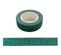 Nastro adesivo washi tape con glitter, decorativo, per coprire e orlare (verde)