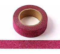 Nastro adesivo washi tape con glitter, decorativo, per fai da te e orlare (fucsia)