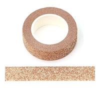 Nastro adesivo washi tape con glitter, decorativo, per fai da te e orlare (oro rosa)