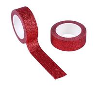Nastro adesivo washi tape con glitter, decorativo, per fai da te e orlare (rosso)