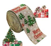 Nastro 'albero di Natale, nastro cablato di Natale - Nastro cablato ghirlanda natalizia - per fiocchi decorativi Decorazioni per la fattoria, natalizi per veicoli scozzesi con fiocchi di neve per tess