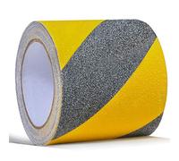 Nastro antiscivolo di sicurezza per scale, 10 cm x 5 m, antiscivolo, battistrada ad alta trazione, forte aderenza, adesivo abrasivo, nastro di precauzione di pericolo, nero/giallo