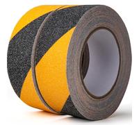 Nastro Antiscivolo per Gradini Scale Pavimenti Esterni Interne Alta Resistenza Nastro Adesivo Giallo Nero - 2 Rotoli 10mx5cm Strisce Adesive Antiscivolo Forte Presa Nastro Antiscivolo Anti Slip Tape