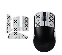 Nastro antiscivolo per mouse compatibile con ASUS ROG Harpe Ace Mini Mouse, resistente al sudore, presa a prova di sudore, copertura protettiva, motivo bianco metà