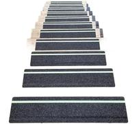Nastro antiscivolo per scale, si illumina al buio, impermeabile, in PET, strisce antiscivolo per scale esterne, rampe e ponti (10 x 60 cm, confezione da 5, nero)