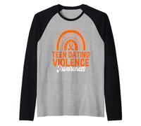 Nastro Arancione Boho Rainbow per la consapevolezza della violenza per Adolescenti Maglia con Maniche Raglan