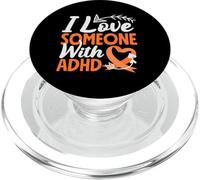 Nastro arancione con freccia a forma di cuore «I love Someone with ADHD Awareness» PopSockets PopGrip per MagSafe
