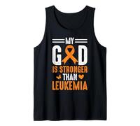 Nastro arancione con scritta "My God Is Stronger Than Leukemia Awareness" Canotta