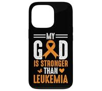 Nastro arancione con scritta "My God Is Stronger Than Leukemia Awareness" Custodia per iPhone 13 Pro