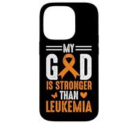 Nastro arancione con scritta "My God Is Stronger Than Leukemia Awareness" Custodia per iPhone 14 Pro