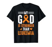 Nastro arancione con scritta "My God Is Stronger Than Leukemia Awareness" Maglietta