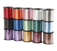 Nastro arricciacapelli - Assortimento per Fiocchetti, larghezza: 10 mm, colori assortiti, lucido, 15 x 50 m
