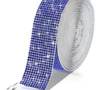 Nastro autoadesivo con strass di cristallo, Adesivo strass autoadesivo 4 file 1 metro multicolore(4-row-deep Blue)