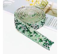 Nastro autoadesivo con strass di cristallo, Nastro adesivo autoadesivo con strass di cristallo multicolore 1 iarda 2 cm(Deep Green)