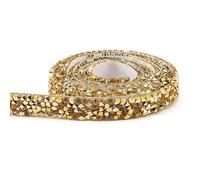 Nastro autoadesivo con strass di cristallo, Strass autoadesivi Trim 2 iarde, 10mm-30mm, multicolore(10mm Gold Trim)