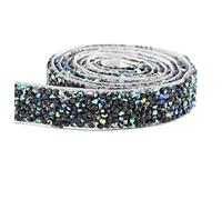 Nastro autoadesivo con strass di cristallo, Strass autoadesivi Trim 2 iarde, 10mm-30mm, multicolore(15mm Black Ab)