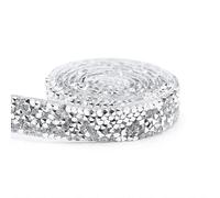 Nastro autoadesivo con strass di cristallo, Strass autoadesivi Trim 2 iarde, 10mm-30mm, multicolore(15mm Silver Trim)