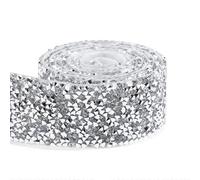 Nastro autoadesivo con strass di cristallo, Strass autoadesivi Trim 2 iarde, 10mm-30mm, multicolore(30mm Silver Trim)