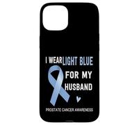 Nastro azzurro per la consapevolezza del cancro alla prostata per mio marito Custodia per iPhone 15 Plus