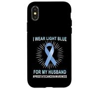 Nastro azzurro per la consapevolezza del cancro alla prostata per mio marito Custodia per iPhone X/XS