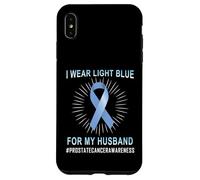 Nastro azzurro per la consapevolezza del cancro alla prostata per mio marito Custodia per iPhone XS Max