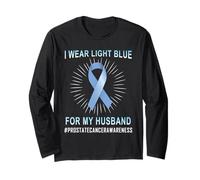 Nastro Azzurro per la consapevolezza del Cancro alla prostata per Mio Marito Maglia a Manica