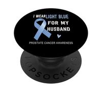 Nastro azzurro per la consapevolezza del cancro alla prostata per mio marito PopSockets PopGrip Adesivo