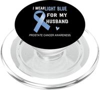 Nastro azzurro per la consapevolezza del cancro alla prostata per mio marito PopSockets PopGrip per MagSafe