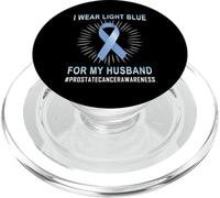 Nastro azzurro per la consapevolezza del cancro alla prostata per mio marito PopSockets PopGrip per MagSafe
