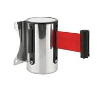 Nastro Barriera Retrattile 1set Retractable Tape Stainless Stanchion Queue Barrier Strip Wall Mount Crowd Control Guardrail Cordon Line(Red 5m)