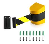 Nastro barriera retrattile, Barriera a nastro da parete 2/3/5/10 m, corda retrattile for con accessori di montaggio for il controllo della folla in parchi giochi, hotel(10M/32FT)