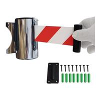 Nastro barriera retrattile, Barriera di controllo della folla a parete con cintura retrattile rossa e bianca da 6,5”/9,8”/16,4”/32”(5M/16.4FT)