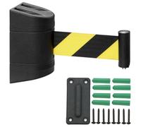 Nastro barriera retrattile, Barriera di sicurezza a nastro for montaggio a parete nera, controllo della folla retrattile da 2/3/5/10 m, con accessori(10M/32FT)