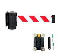 Nastro barriera retrattile, Barriera magnetica retrattile da parete 2/3/5 m, rossa e bianca, con cassa in acciaio nero, for negozi di alimentari stadi(2M/6.5FT)