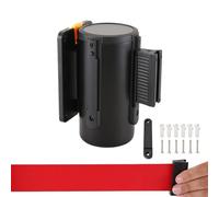 Nastro barriera retrattile, Montaggio a parete con cintura rossa, 3 direzioni di isolamento possono essere cambiate liberamente(A,5M/16.4FT)