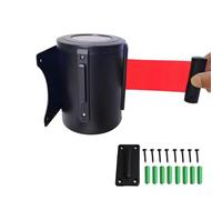 Nastro barriera retrattile, Supporto da parete 2M/3M/5M/10M, robusto involucro nero con cintura di sicurezza rossa in qualsiasi condizione atmosferica(10M/32FT)
