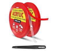 Nastro Biadesivo Acrilico [2 Pack] - 5m x 10mm Interni / Esterni Adesivo - Uso Intensivo Rimovibile Trasparente Nano Tape - Nastro Muro Appeso Foto, Tape per Tappeti, Impermeabile - incl. Pinzetta