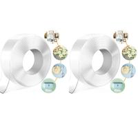 Nastro Biadesivo Extra Forte, Multifunzione Adesivo non Lascia Tracce Riutilizzabile e Lavabile, Per Foto Tappeti e Oggetti (5m x 3cm x 2mm) (Confezione da 2)