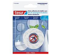 Nastro Biadesivo per Fissaggio su Piastrelle e Metallo tesa Powerbond, 1,5m x 19mm, Bianco