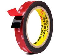 Nastro biadesivo, resistente incollaggio permanente, per interni ed esterni, multi substrati, nastro doppio rivestimento, nero, 3 m x 20 mm