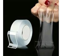 Nastro biadesivo super resistente Nano Tape, trasparente, riutilizzabile, impermeabile, resistente al calore, per bagno e casa, 20 mm, 2 pezzi, 5 m, 1 mm